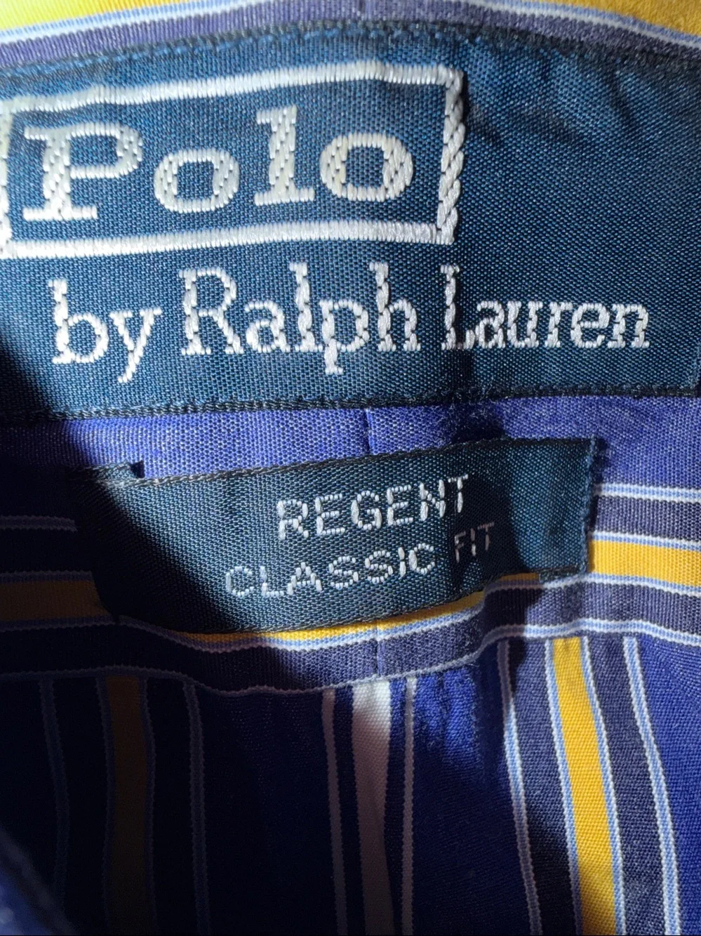 Polo by Ralph Lauren Blue & Yellow Striped Men's Dress Shirt
